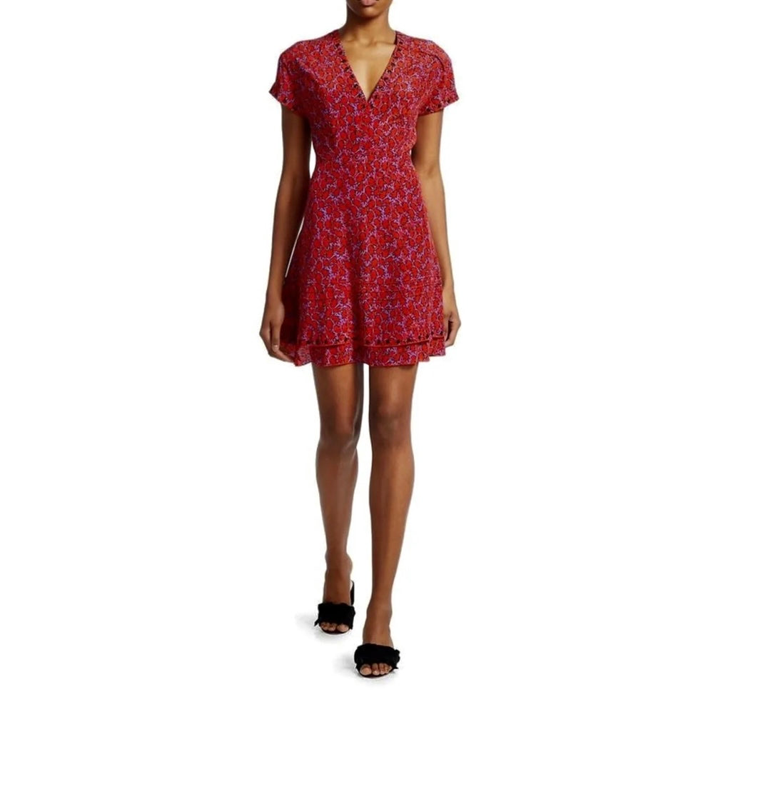 Derek Lam 10 Crosby - floral red v-neck dress