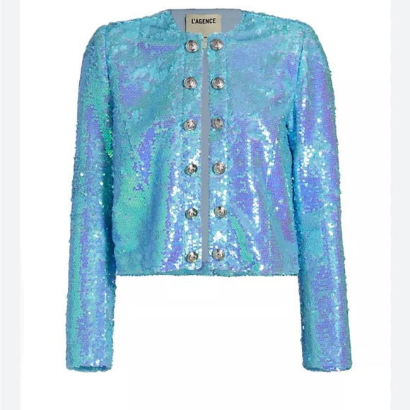 L'agence Blue Sequin Jacket