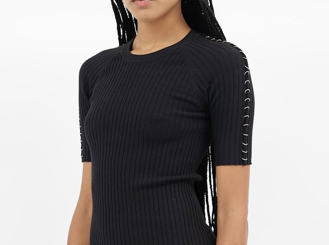 Alexander Wang Ribbed Tshirt with Silver Hoops