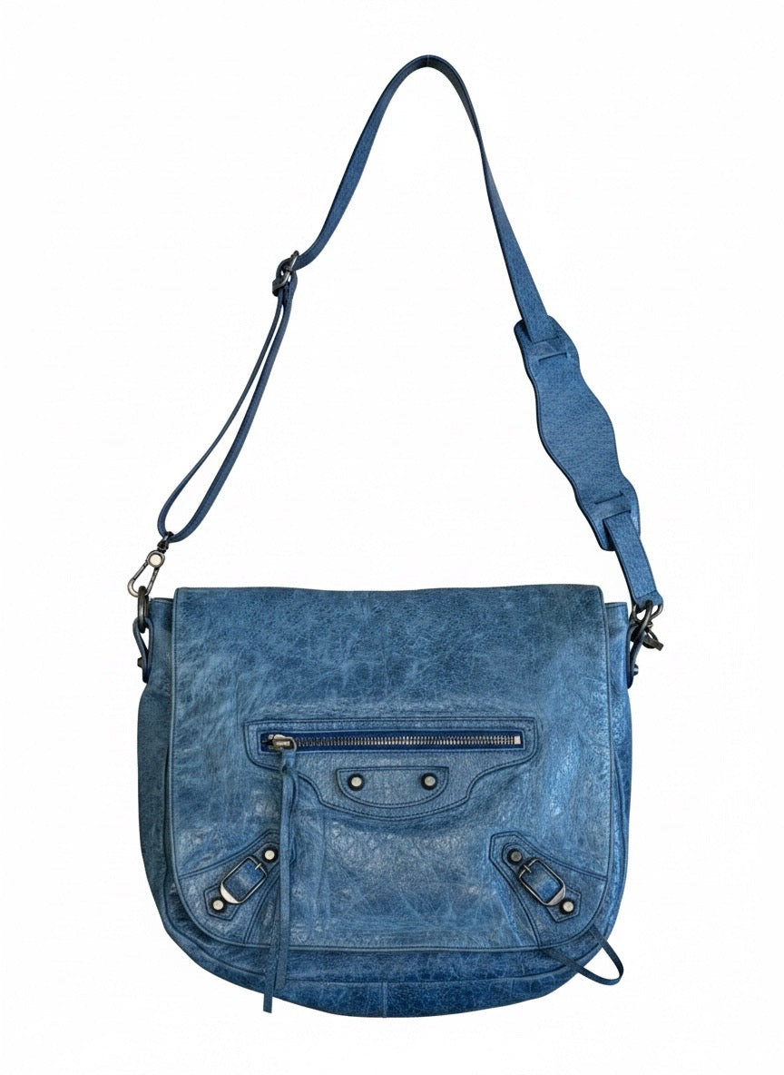 BALENCIAGA blue motocross classic day hobo