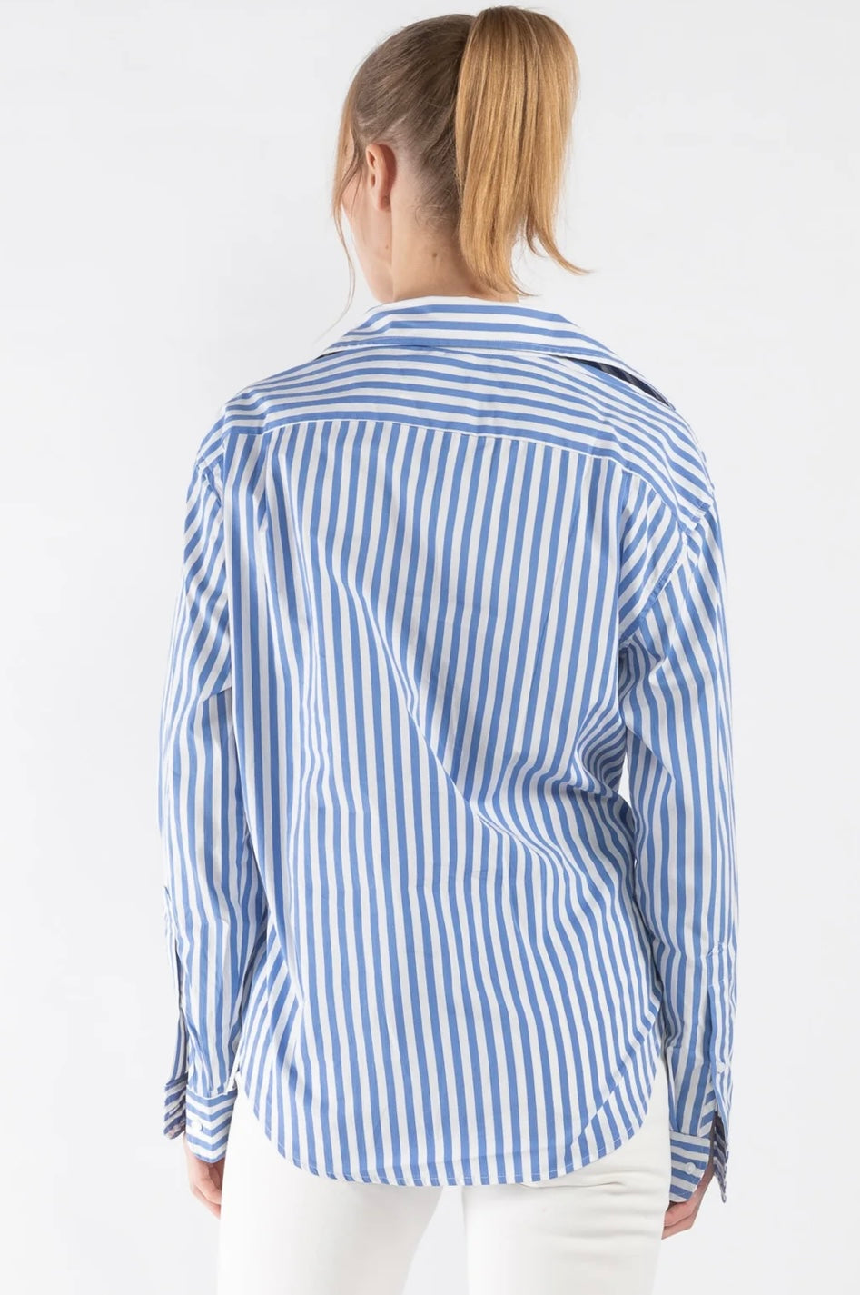 CISSA blue/white stripped home of the wrap blouse