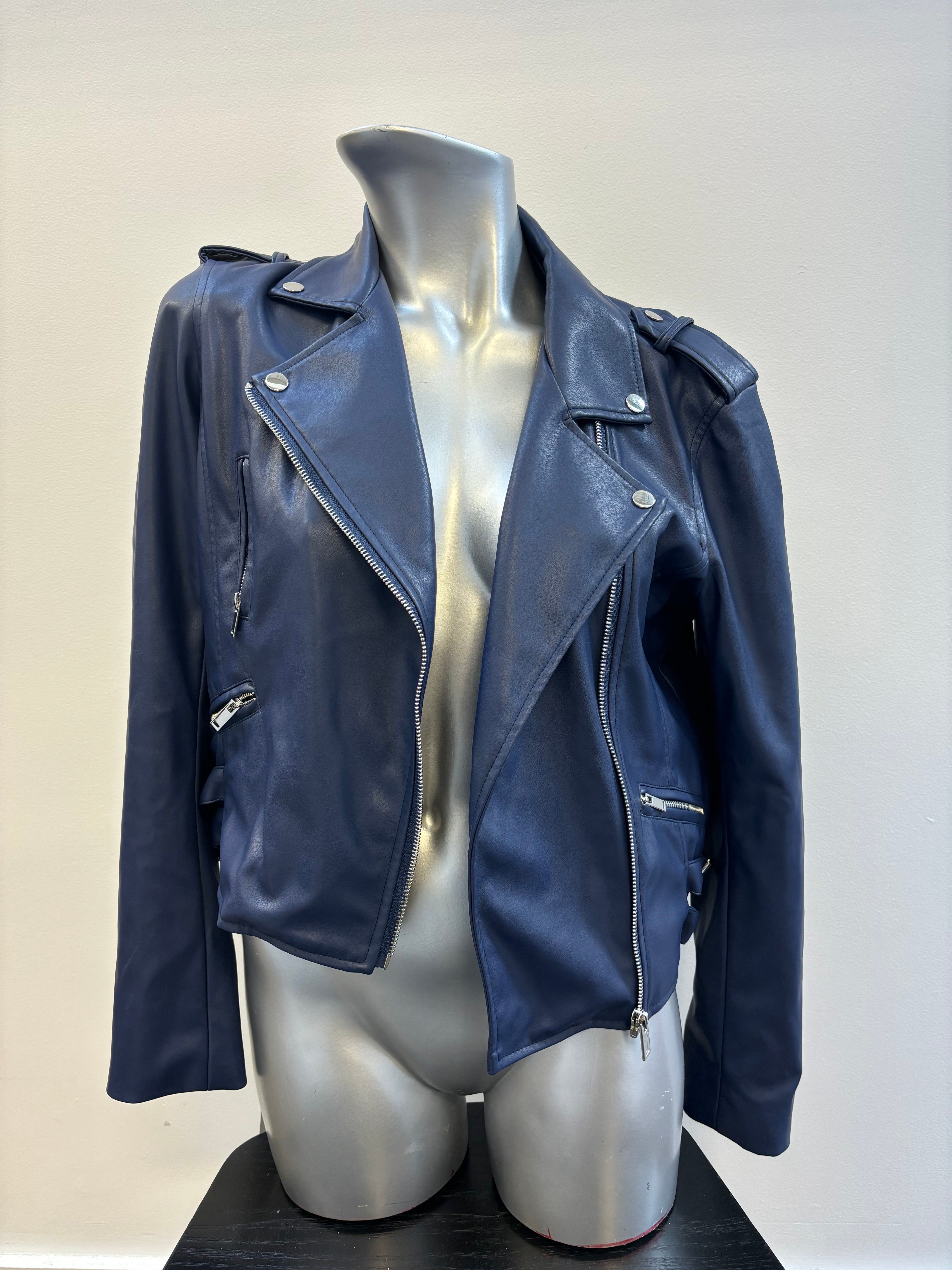 GENERATION LOVE navy faux leather jacket
