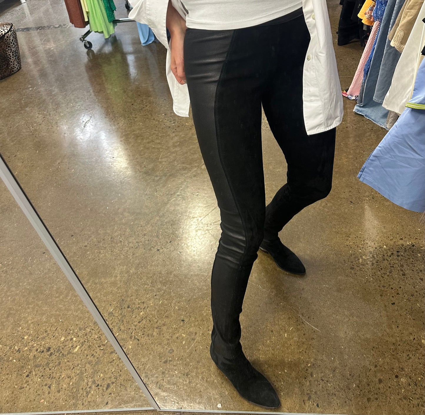 Club Monaco - Suede & Leather Leggings