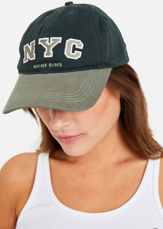 ANINE BING JEREMY BASEBALL CAP NYC CHARCOAL GREEN