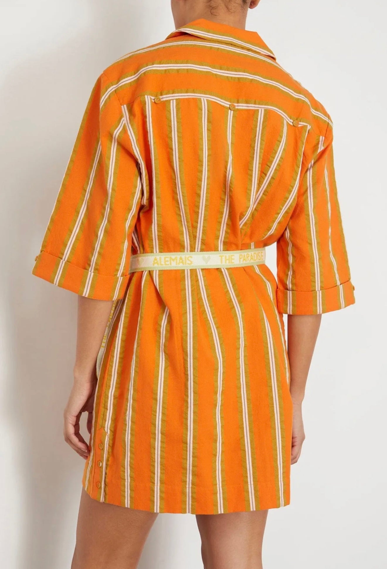 ALÉMAIS
Gina Stripe Mini Dress in Tangerine