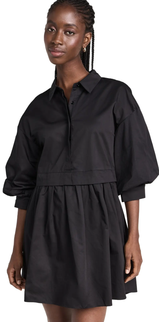 ENGLISH FACTORY english factory  black mini shirtdress
