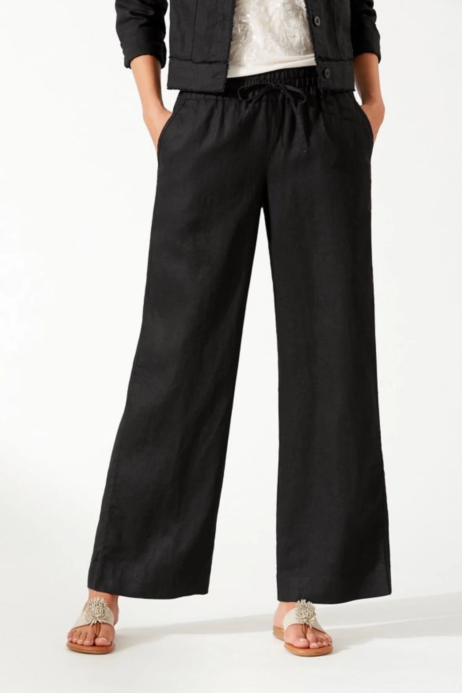 TOMMY BAHAMA black 100% linen pants