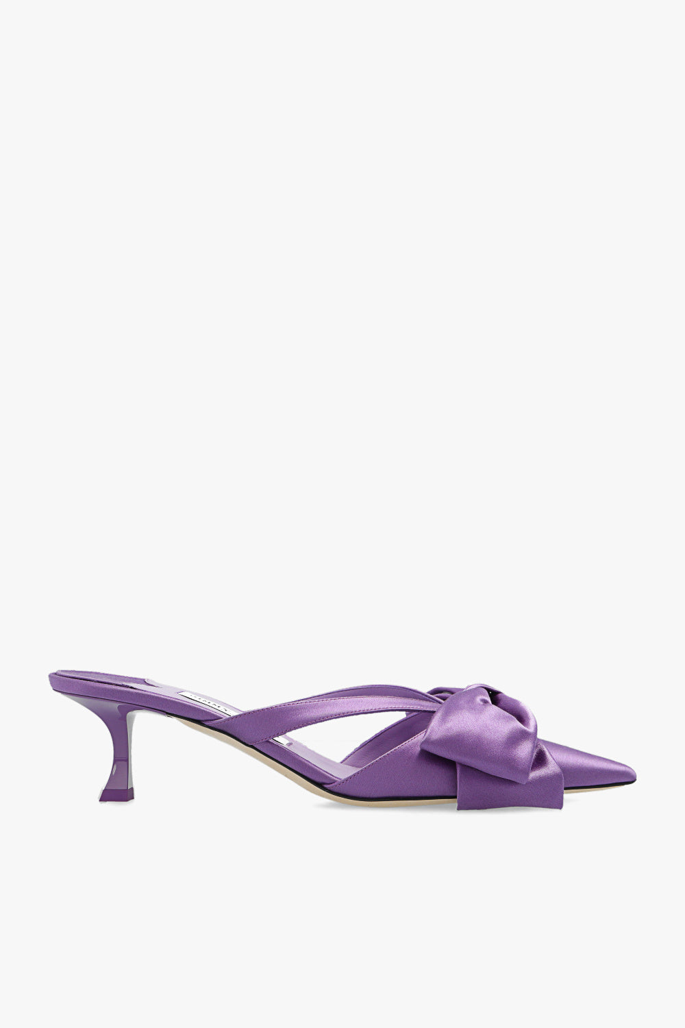 JIMMY CHOO purple satin fabric kitten heels with large bow