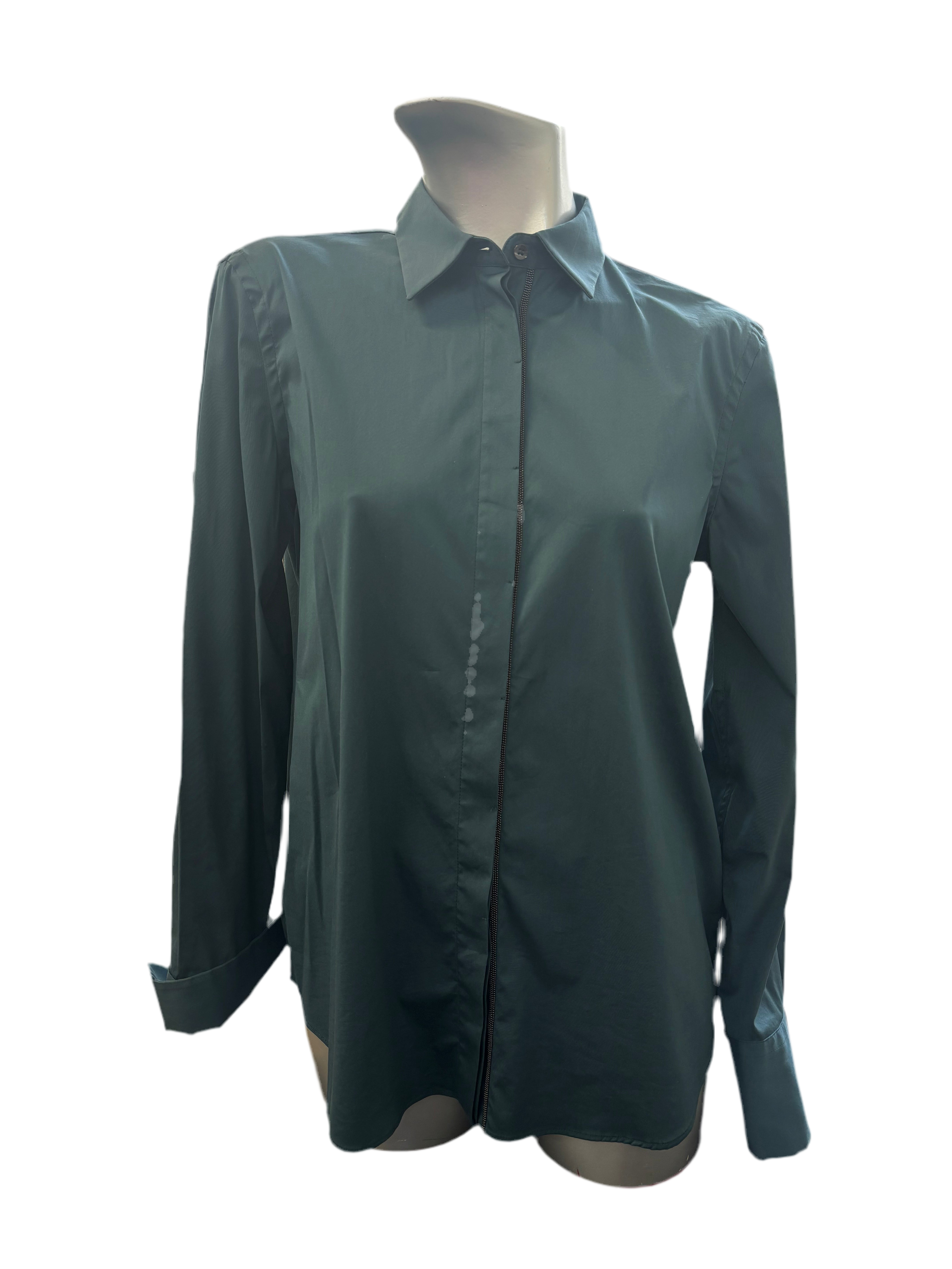 Brunello Cucinelli blue button up with monili