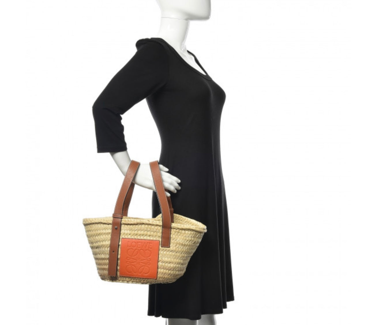 LOEWE
Raffia Small Basket Tote Bag Natural Orange