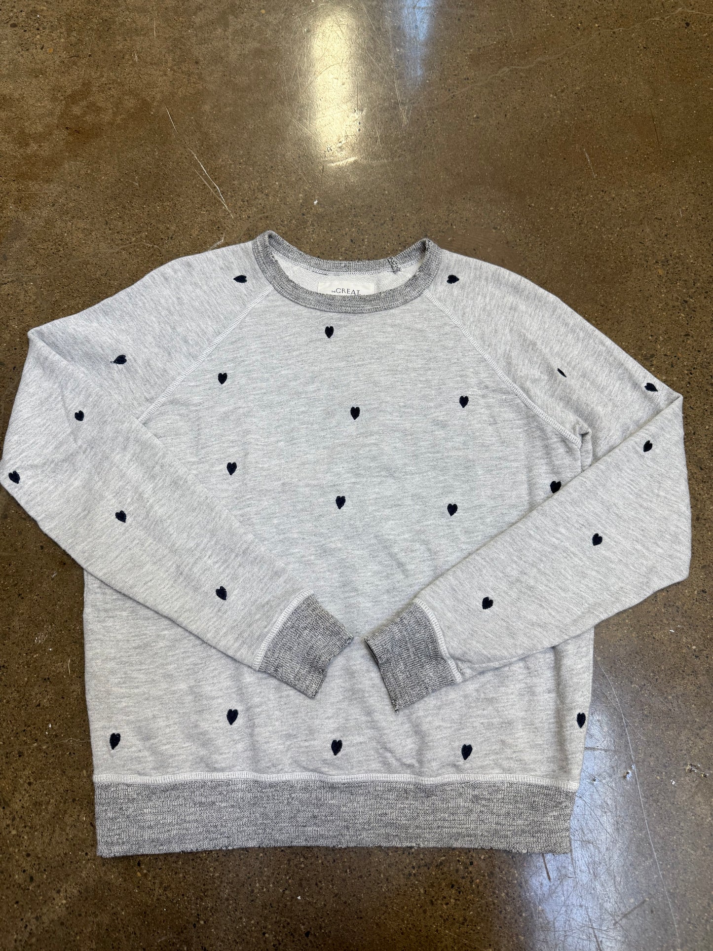 The Great- Shrunken Crewneck Sweater with Hearts