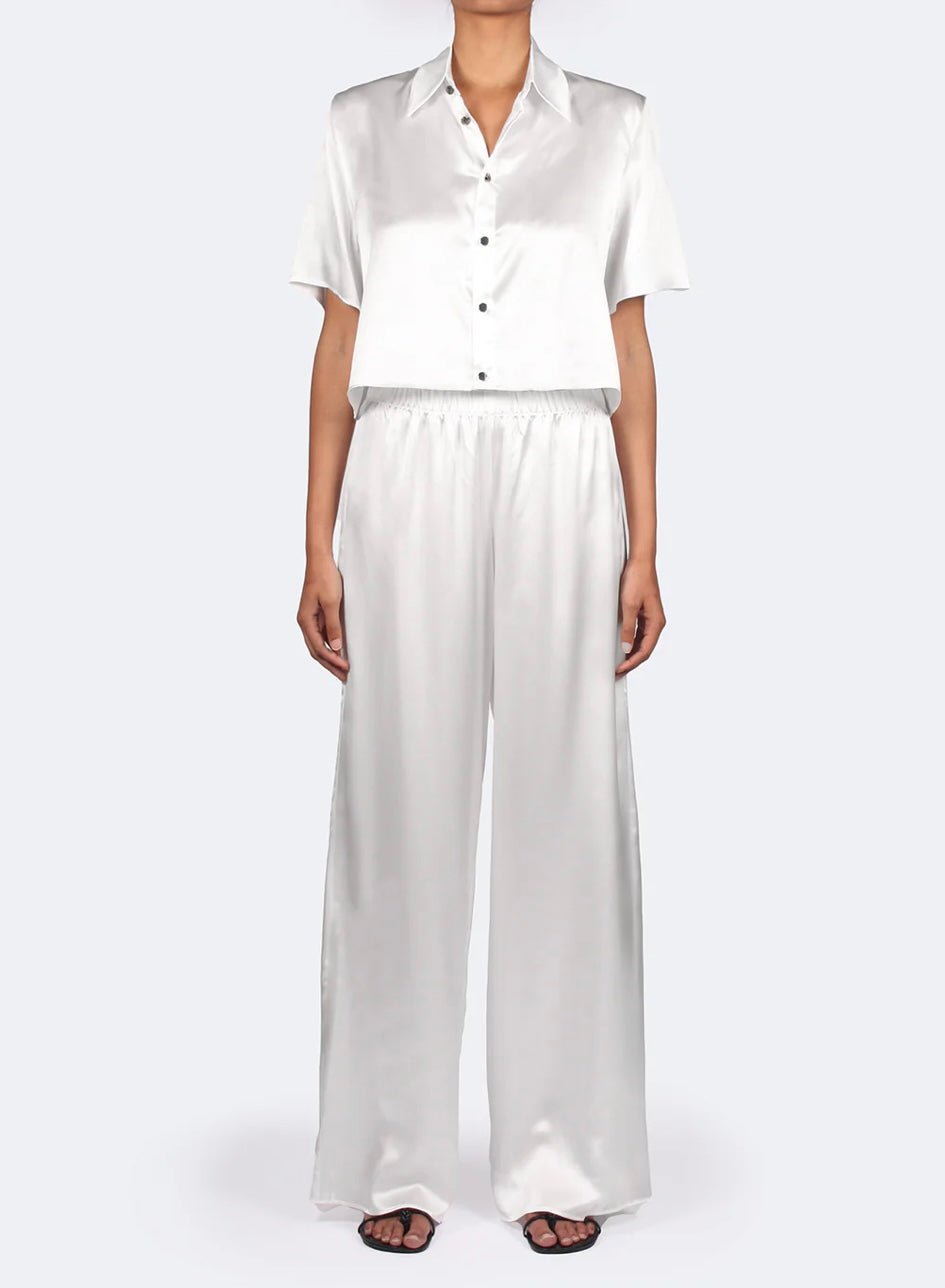 NAMESAKE - STUDIO ESSENTIAL - CROPPED SHORT SLEEVE BLOUSE & PANTS  - SNOW