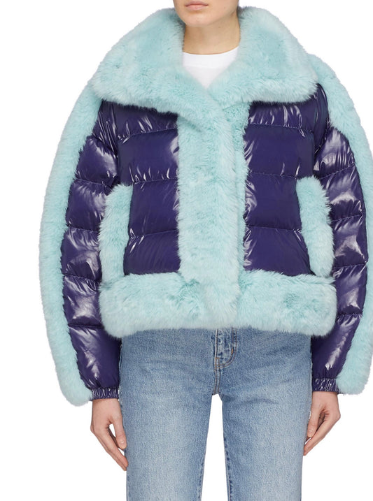 OPENING CEREMONY
'DAYDREAMER' COLOURBLOCK FAUX FUR BORDER DOWN PUFFER JACKET