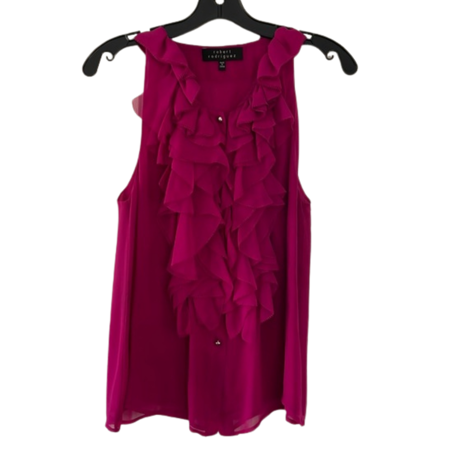 ROBERT RODRIGUEZ fuchsia chiffon ruffle blouse