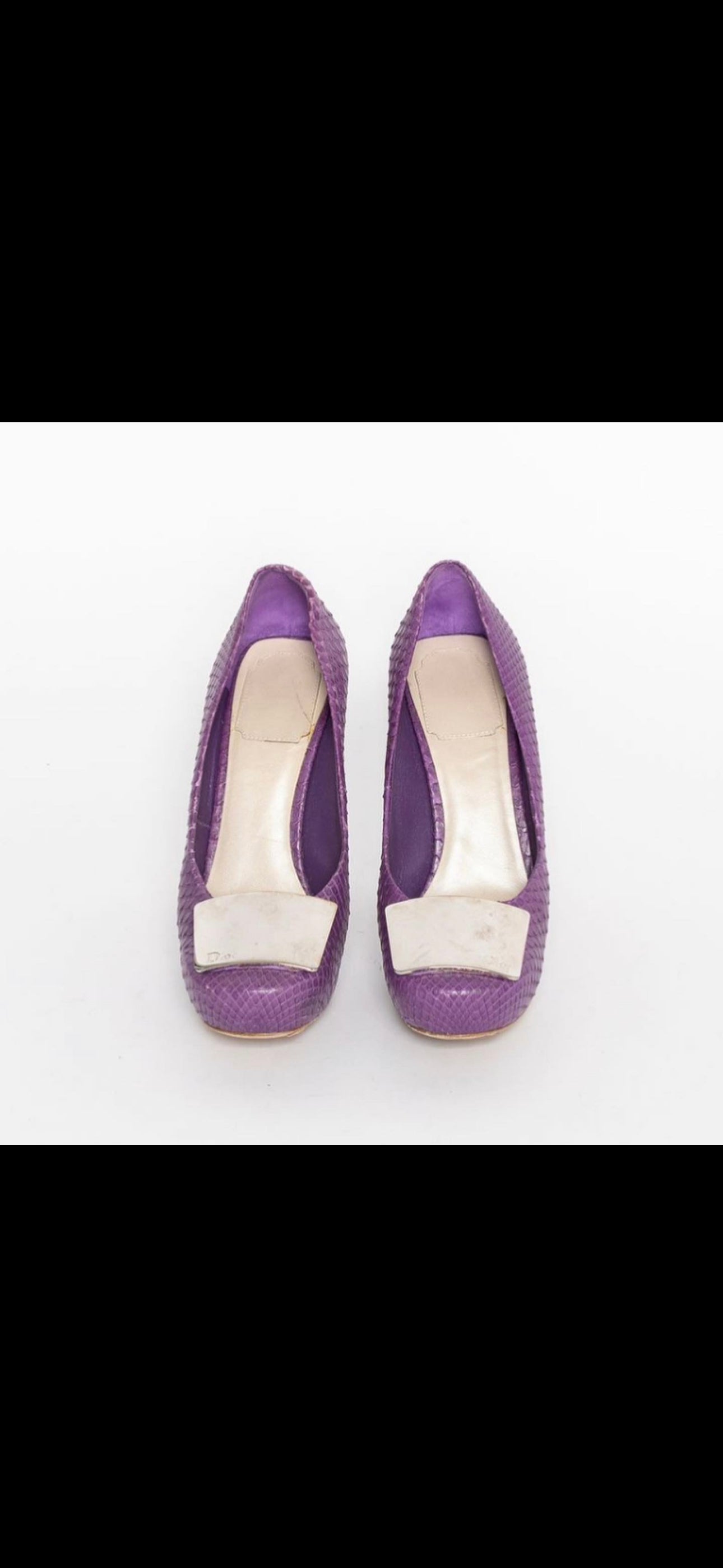 DIOR purple croc platform heels