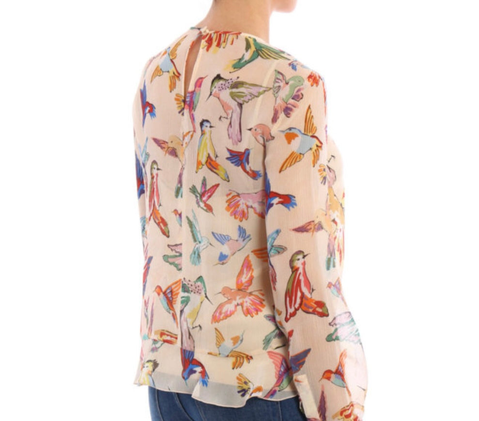 RED VALENTINO 
Hummingbird print silk blouse