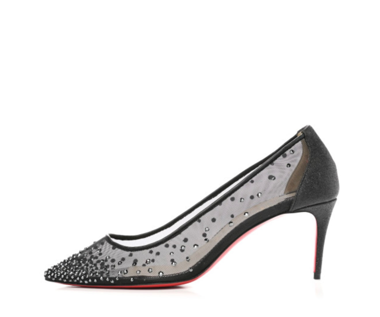 CHRISTIAN LOUBOUTIN 
Rete Glitter Mini Specchio Strass Follies 70 Pumps