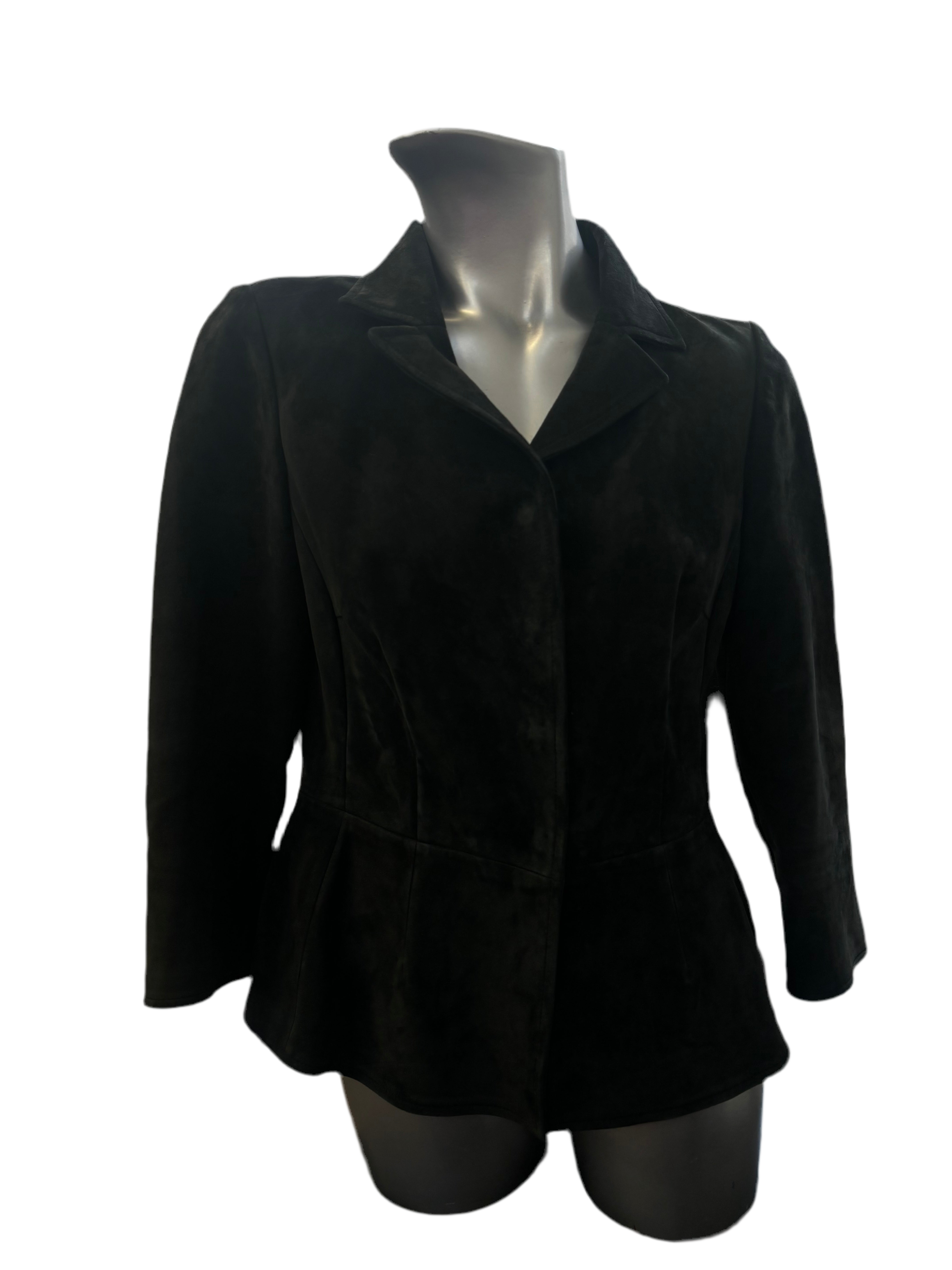 Dolce & Gabbana Grey Suede/Leather Jacket with Peplum Detail