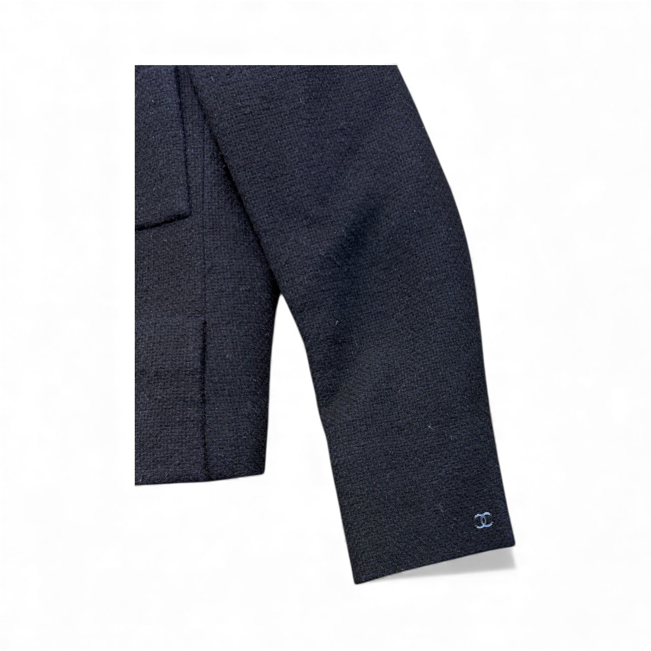 Chanel black 100% cashmere zip-up blazer/jacket