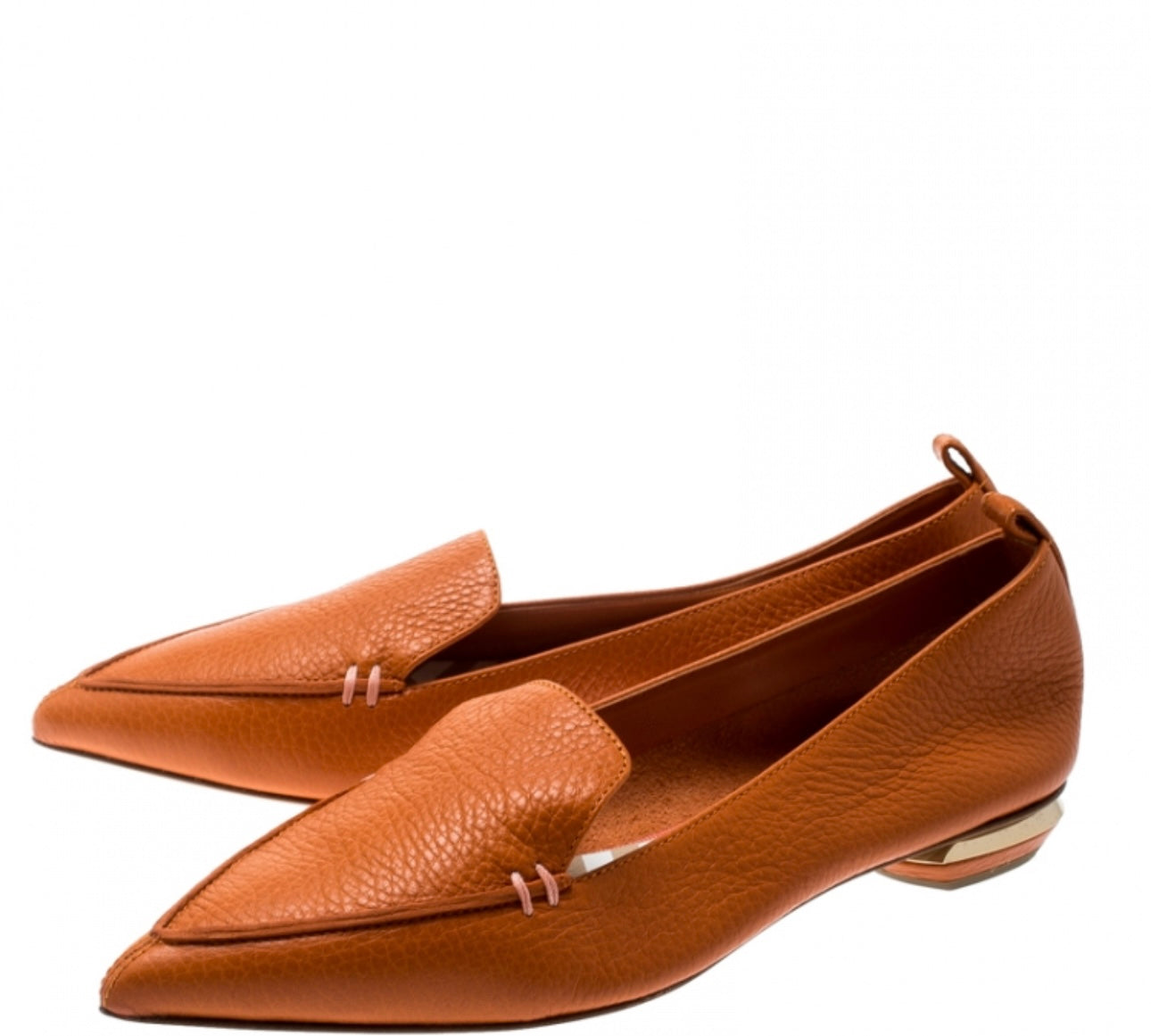 Nicholas Kirkwood - 
Orange Leather Beya Pointed Toe Flats