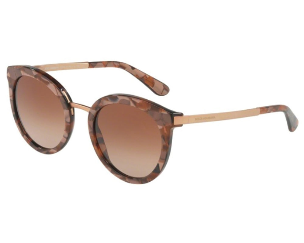 DOLCE & GABBANA sunglasses, brown pattern frames + round brown lenses with gold