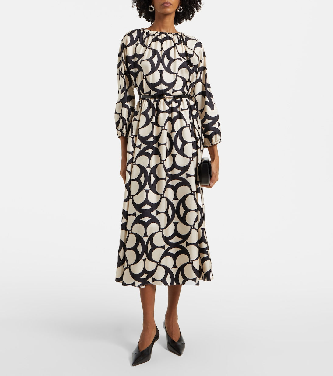 MAX MARA patterned long sleeve dress with belt