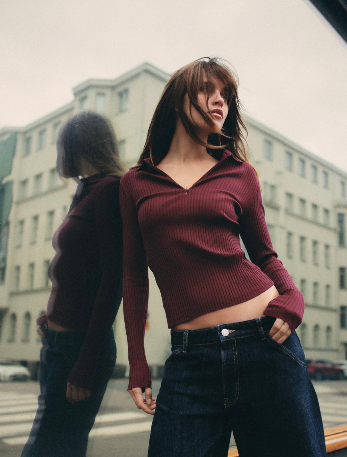 Zara - Ribbed Knit Polo