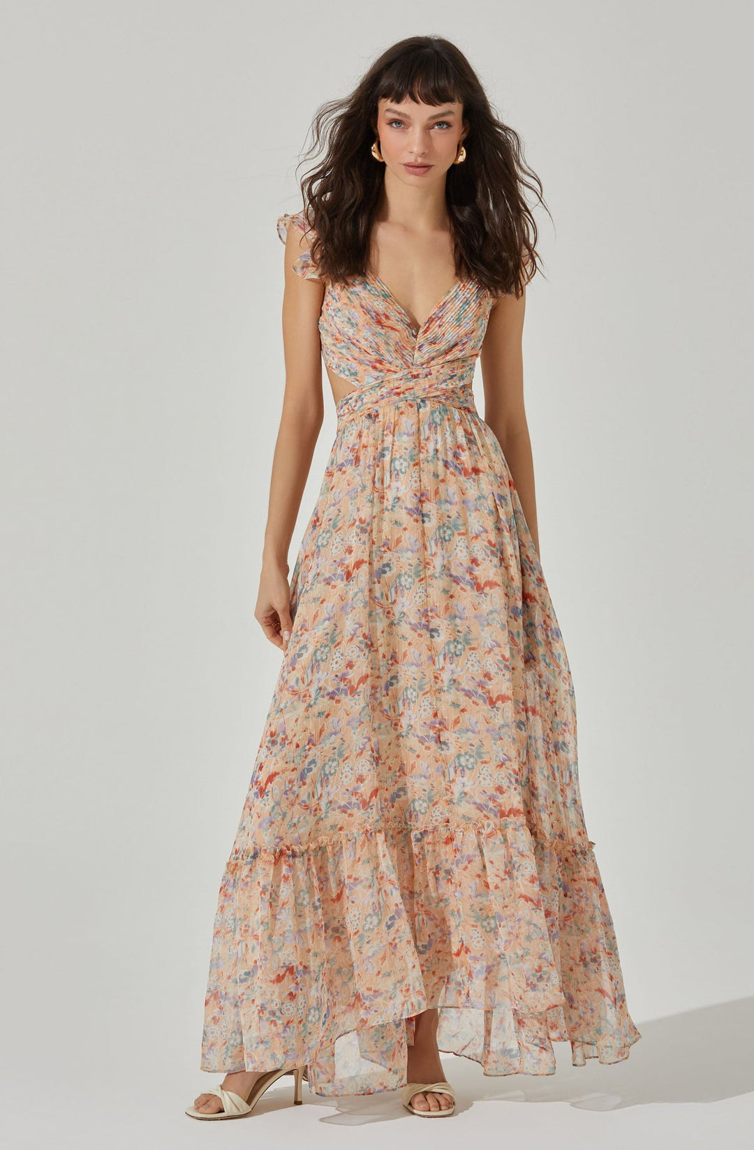 ASTR THE LABEL pink multicolour floral maxi dress