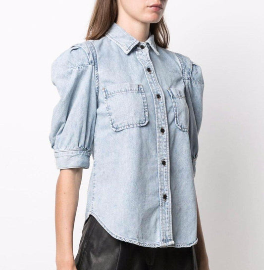 Frame Balloon Sleeve Denim Button Up