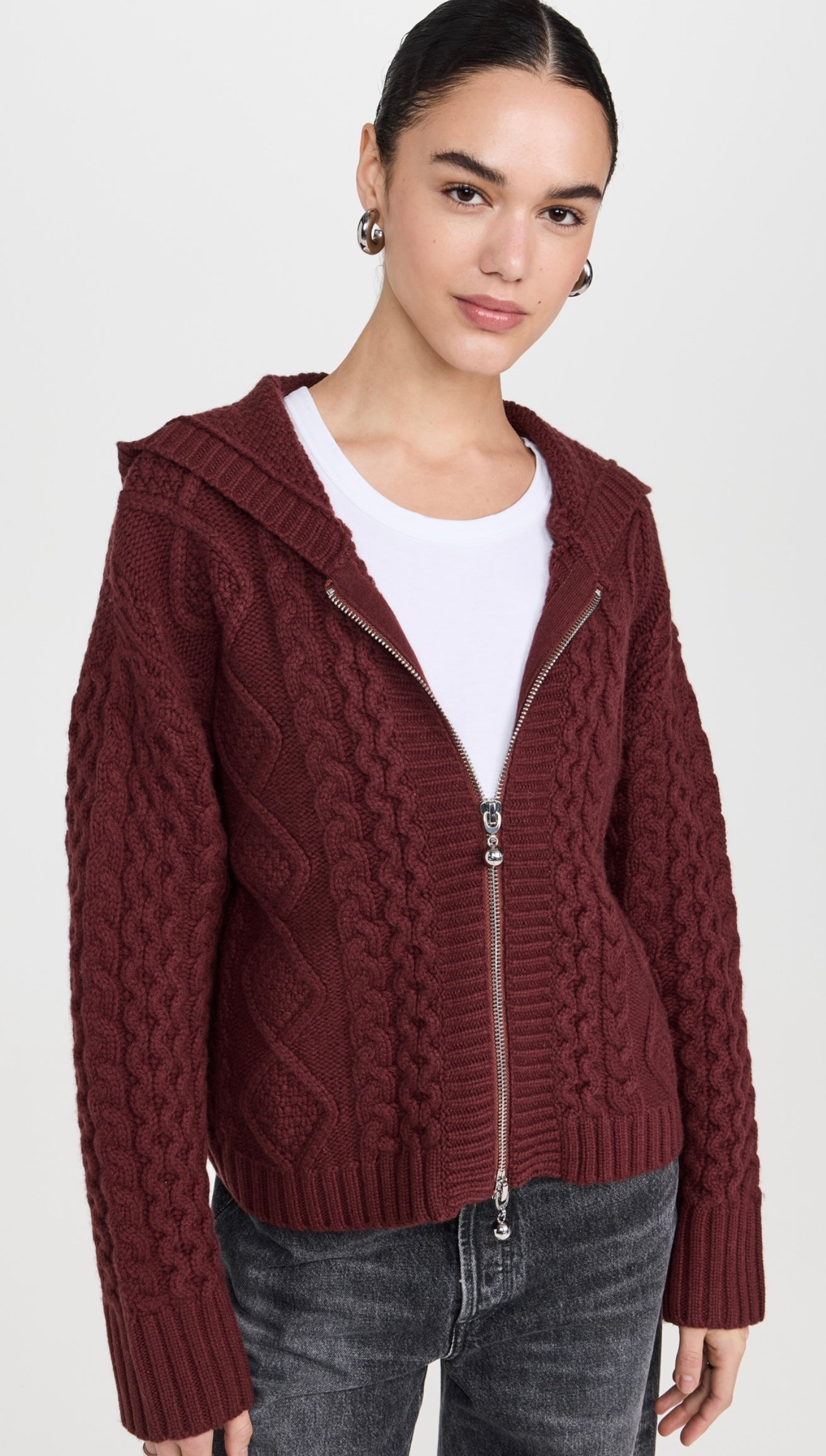 Still Here - Dakota Zip Sweater in Burgundy