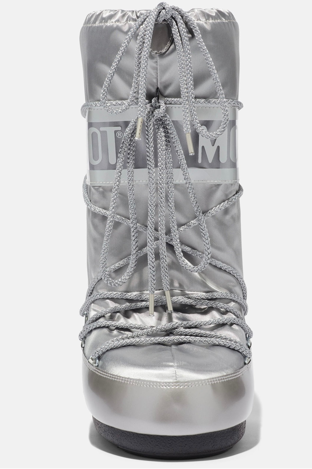 MOON BOOT- ICON GLANCE SILVER SATIN BOOTS