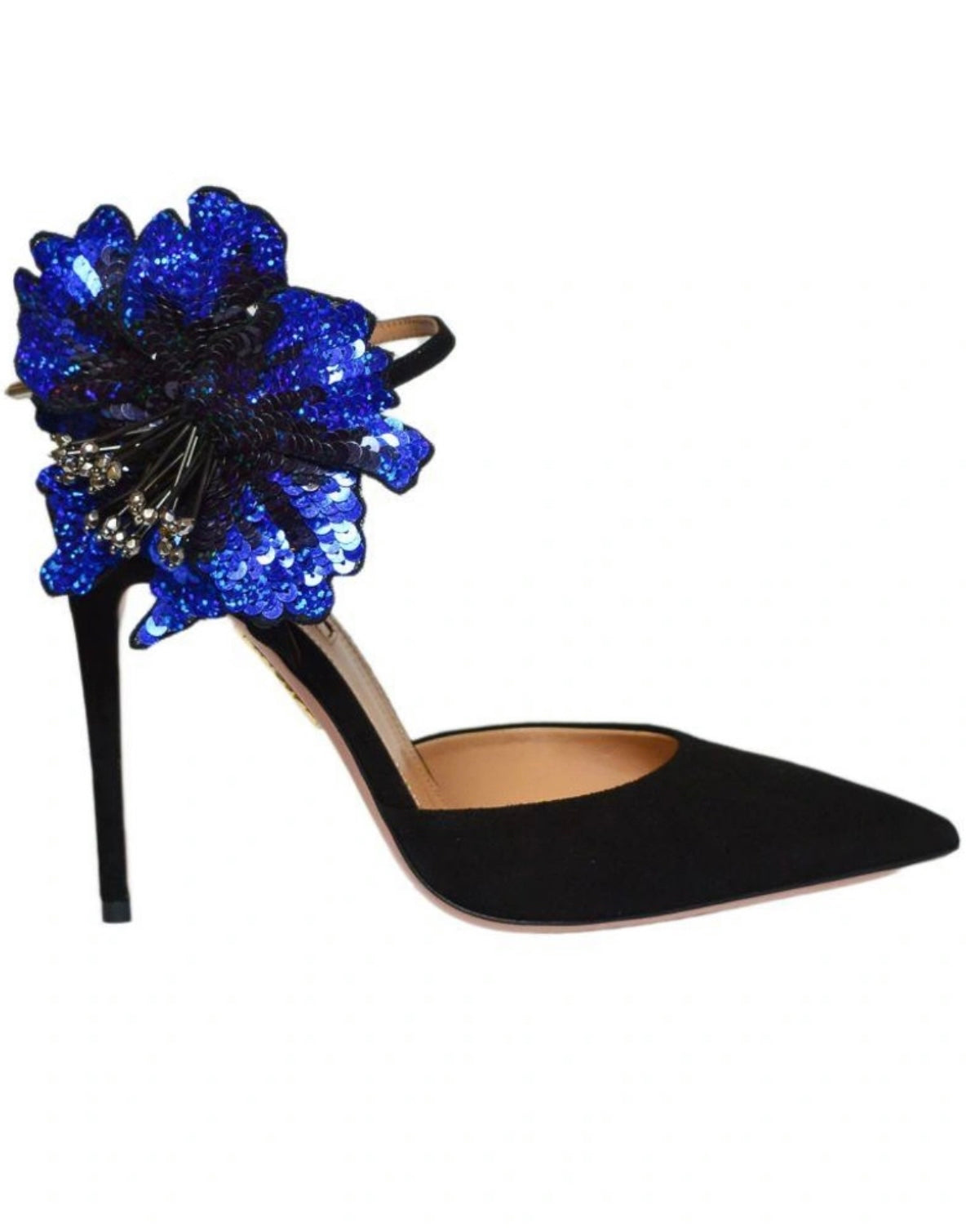 AQUAZZURA -  Disco Flower 105 Suede Pumps in Black