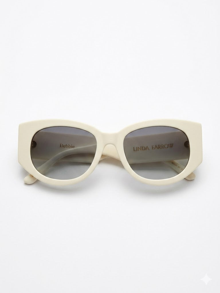 Linda Farrow White Cat-Eye Sunglasses