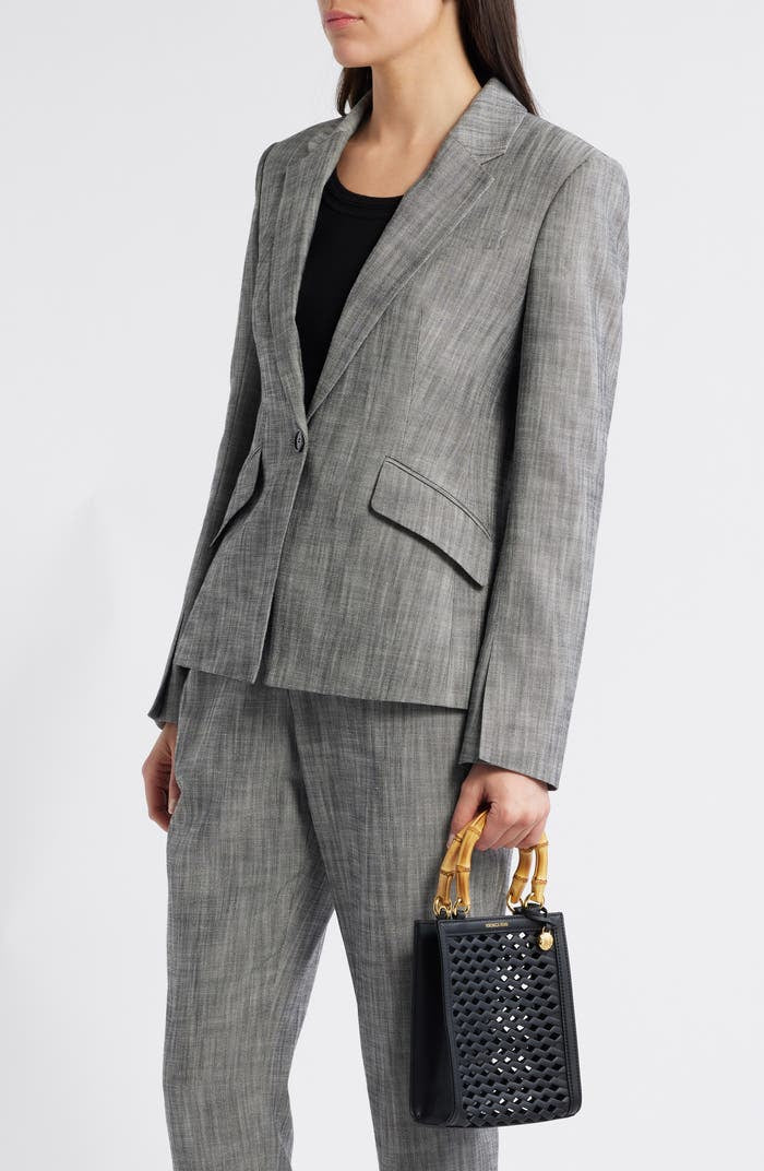 VERONICA BEARD Small Bamboo Woven Leather Shopper