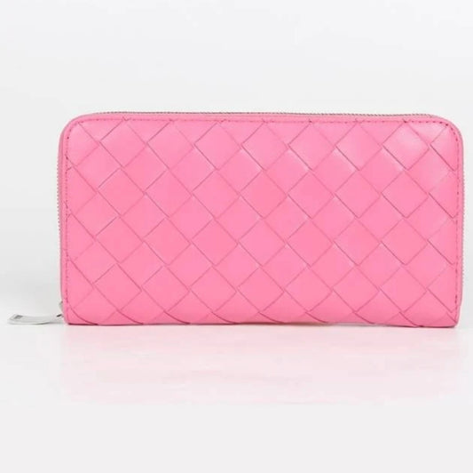 Bottega Veneta - Intrecciato zipper around long wallet pink