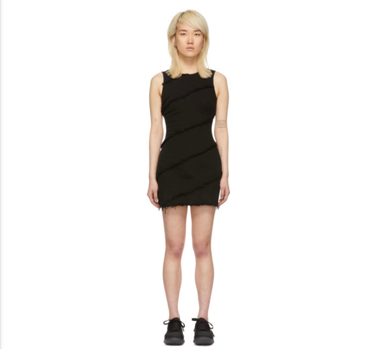 Alexander Wang Black Denim Diagonal Seamed Dress