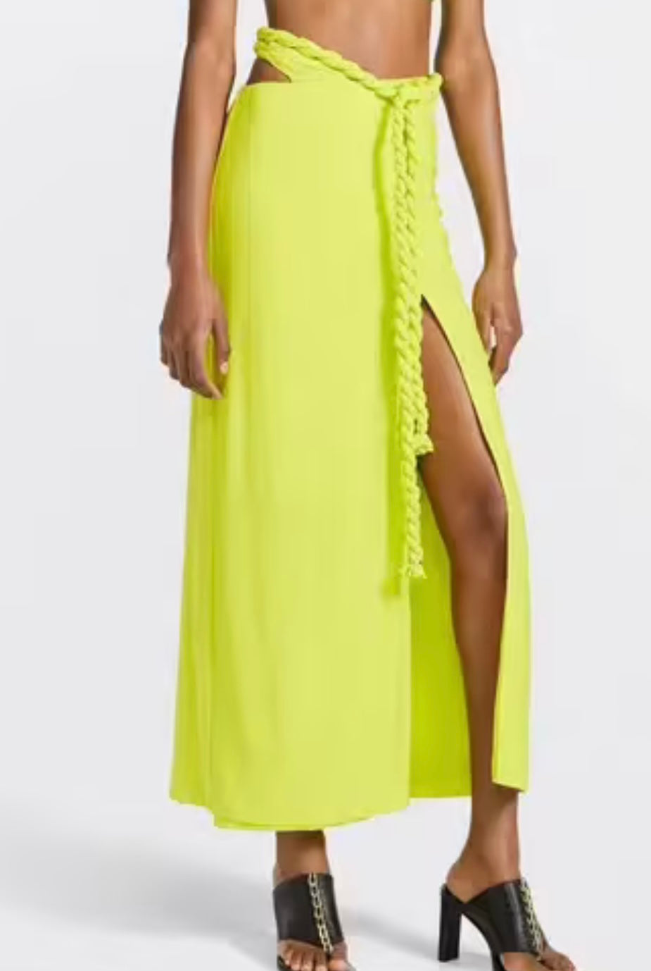 Dion Lee Rope Wrap Top & Skirt in Neon Green/Yellow