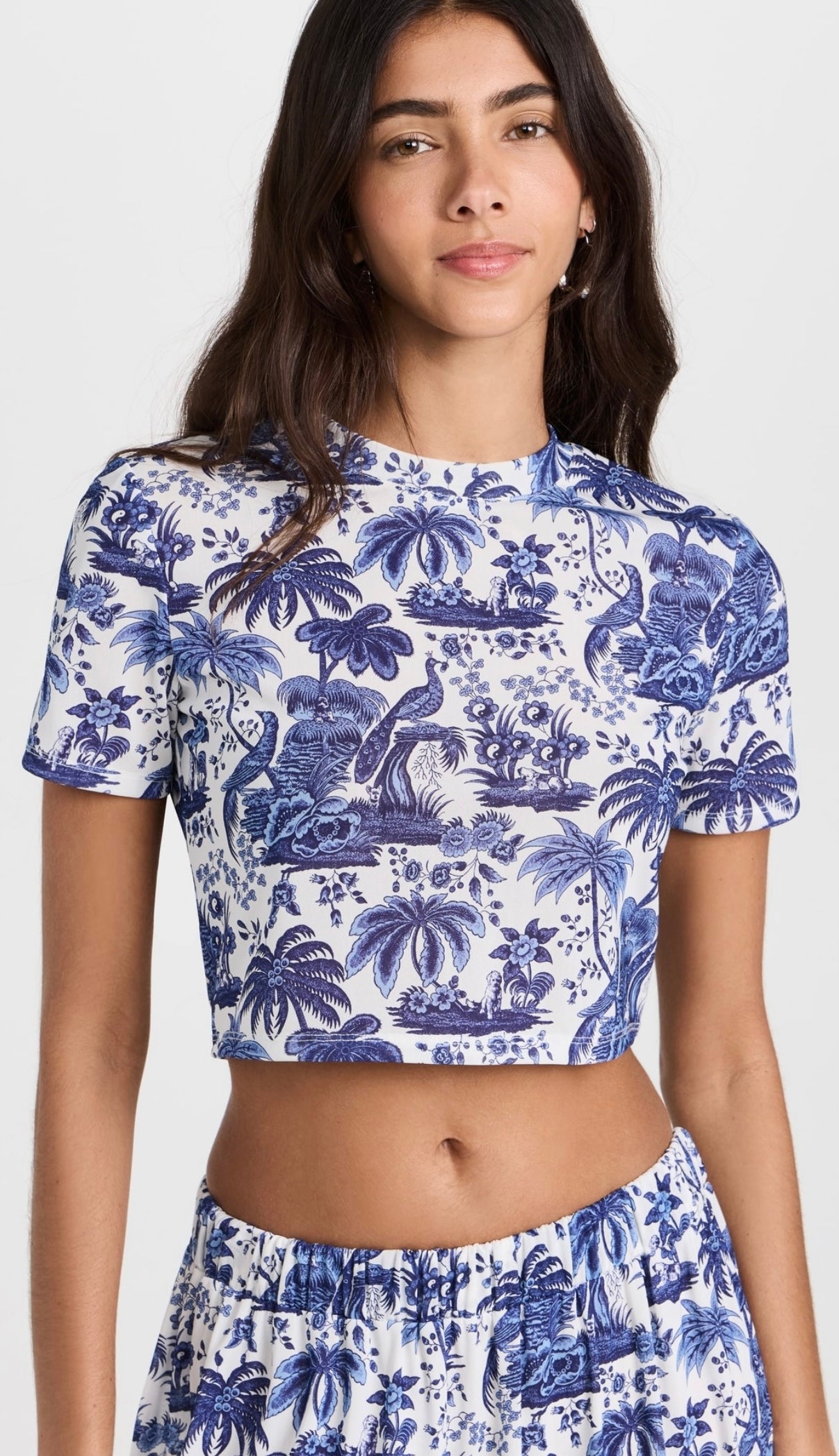 STAUD - FERNANDA COVERUP TOP & BOYANA SHOTS IN BLUE TOILE