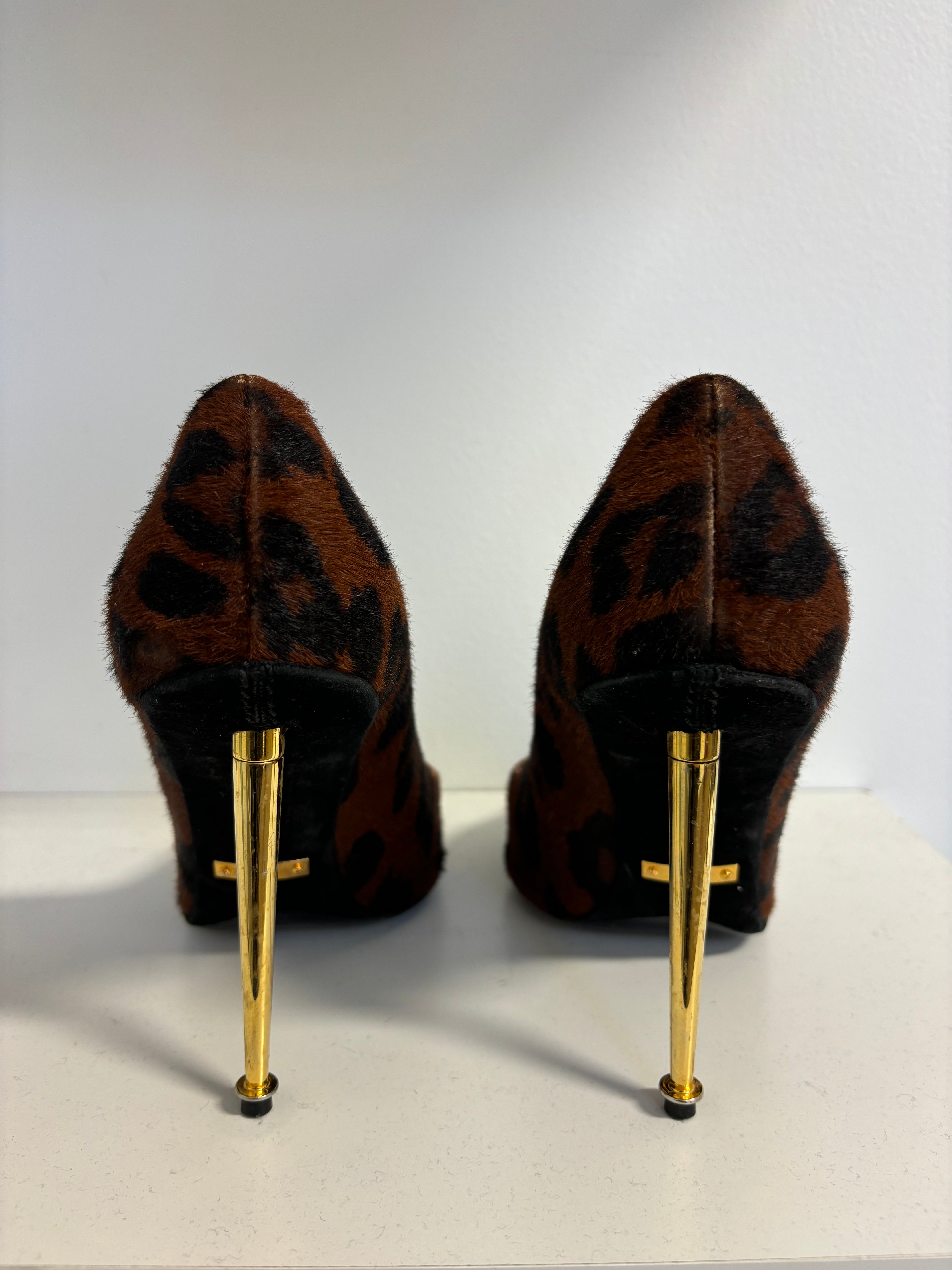 Tom Ford Leopard Print Calf Hair Pumps