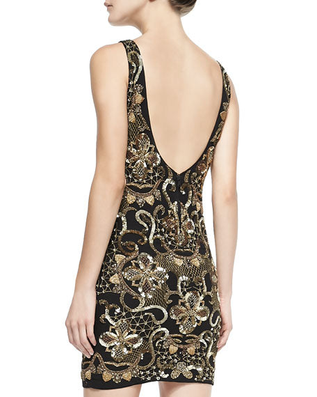 Alice & Olivia Mini Gold Beaded Dress