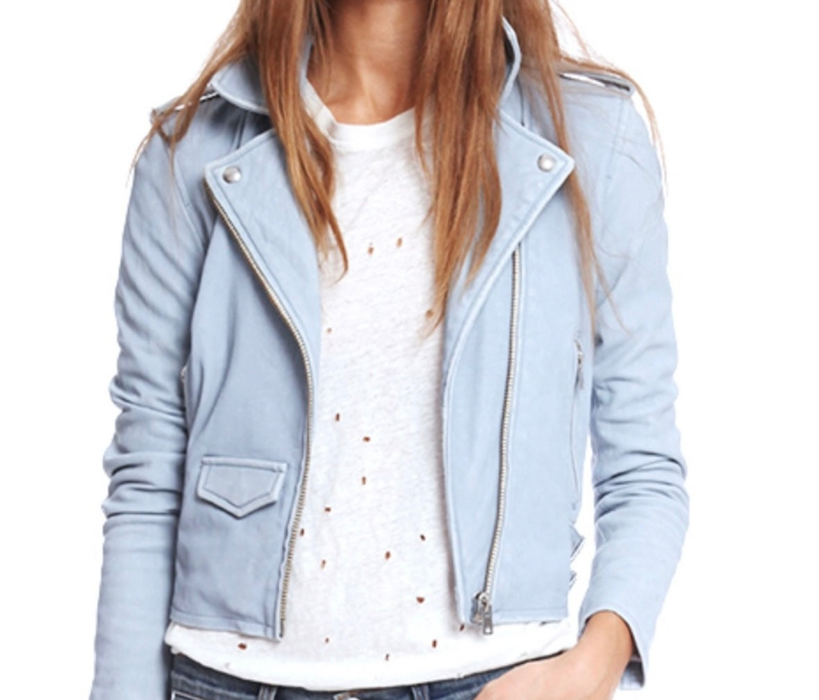 IRO light blue moto jacket