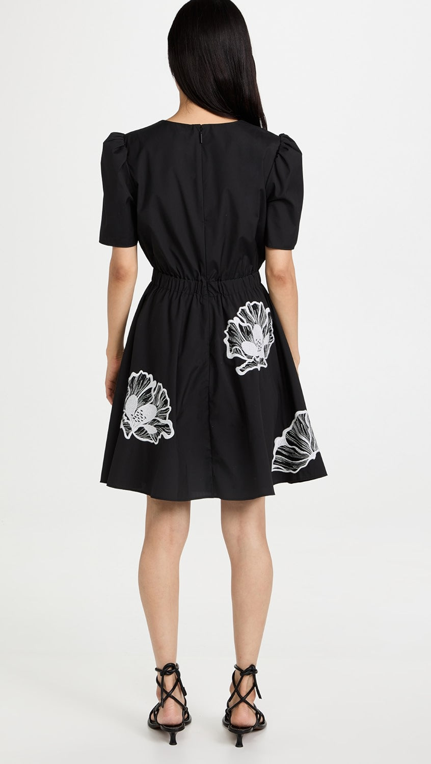 JASON WU black dress with white floral details