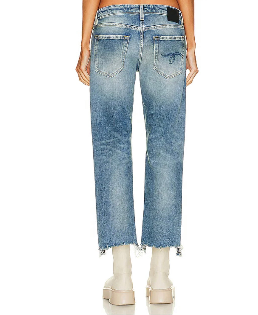 R13 BOY STRAIGHT W RIPS IN JASPER STRETCH JEANS