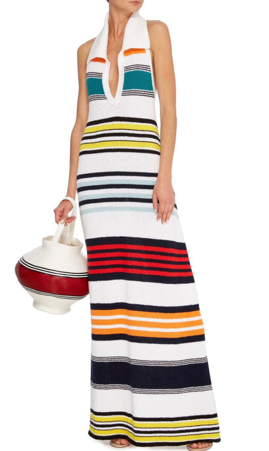 Rosie Assoulin - Rainbow Striped Knitted Sweater Dress