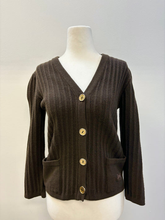 Celine Wool Ribbed Cardigan