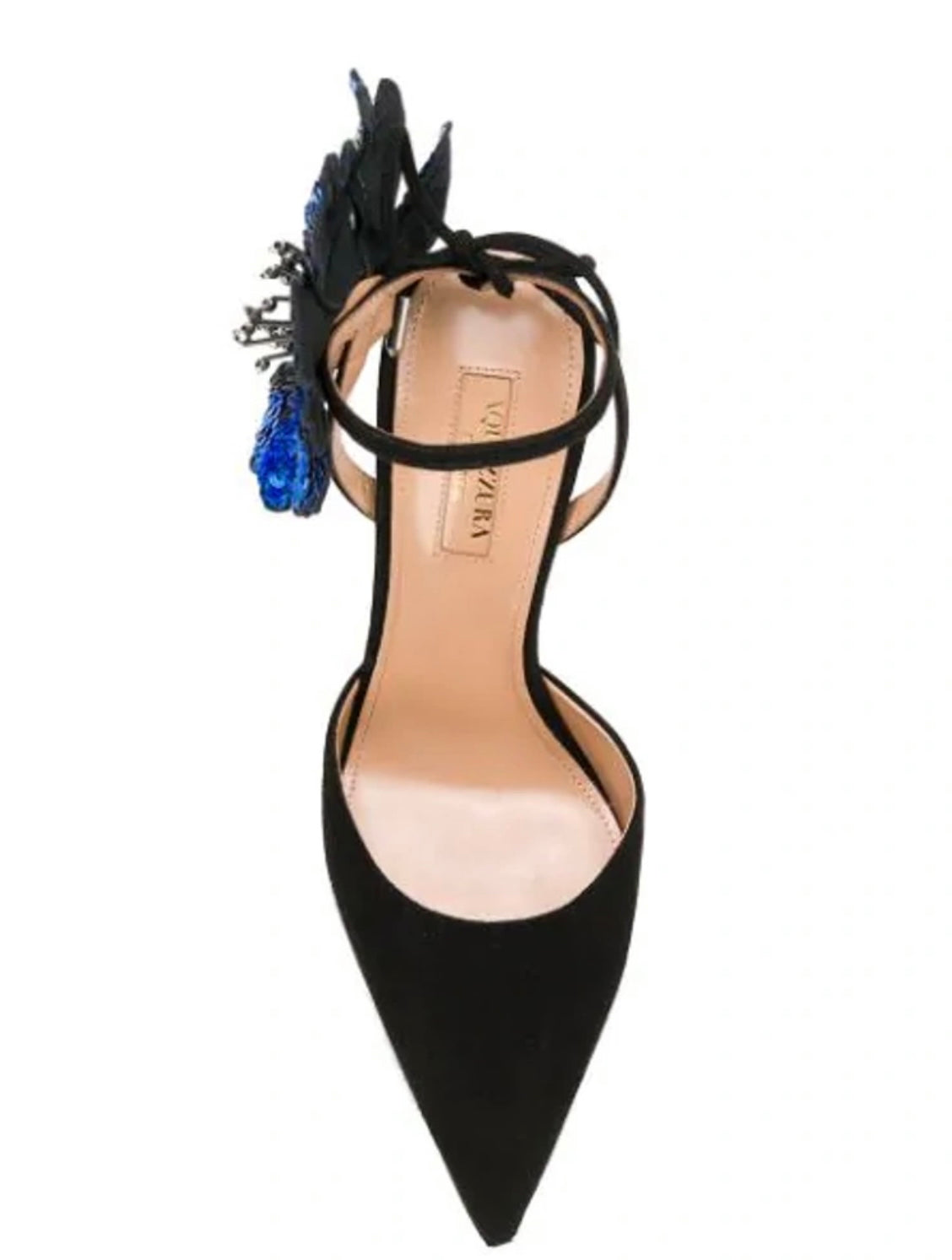 AQUAZZURA -  Disco Flower 105 Suede Pumps in Black