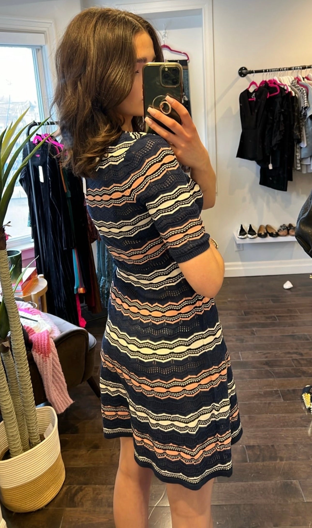 Missoni - Blue, White & Peach Striped Knit Dress