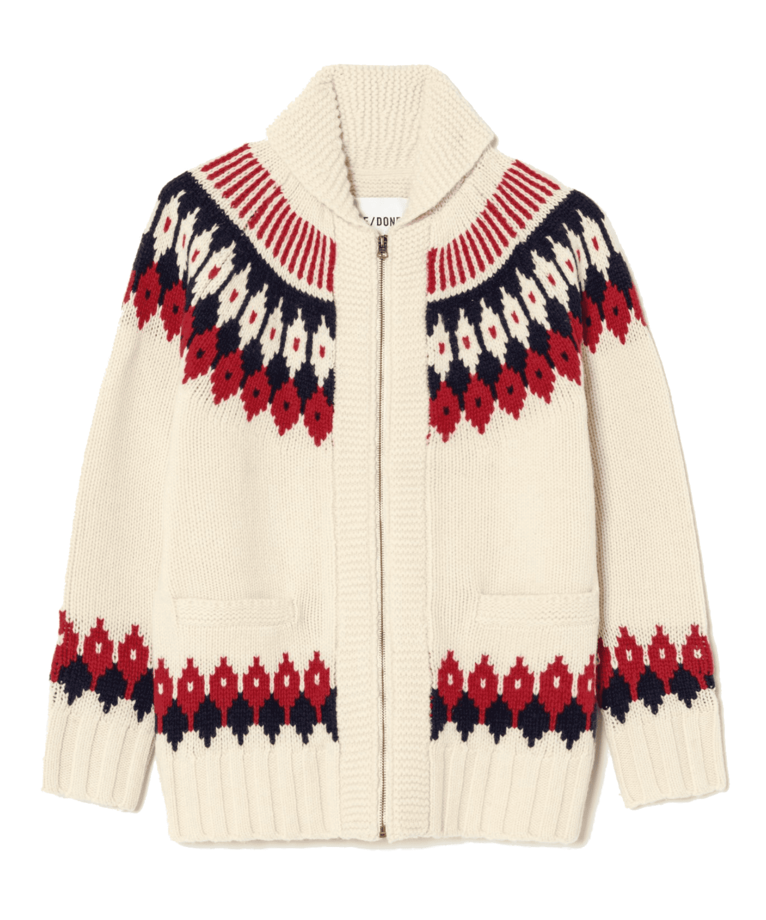 RE/DONE 50s zip cardigan multi sweater in ivory