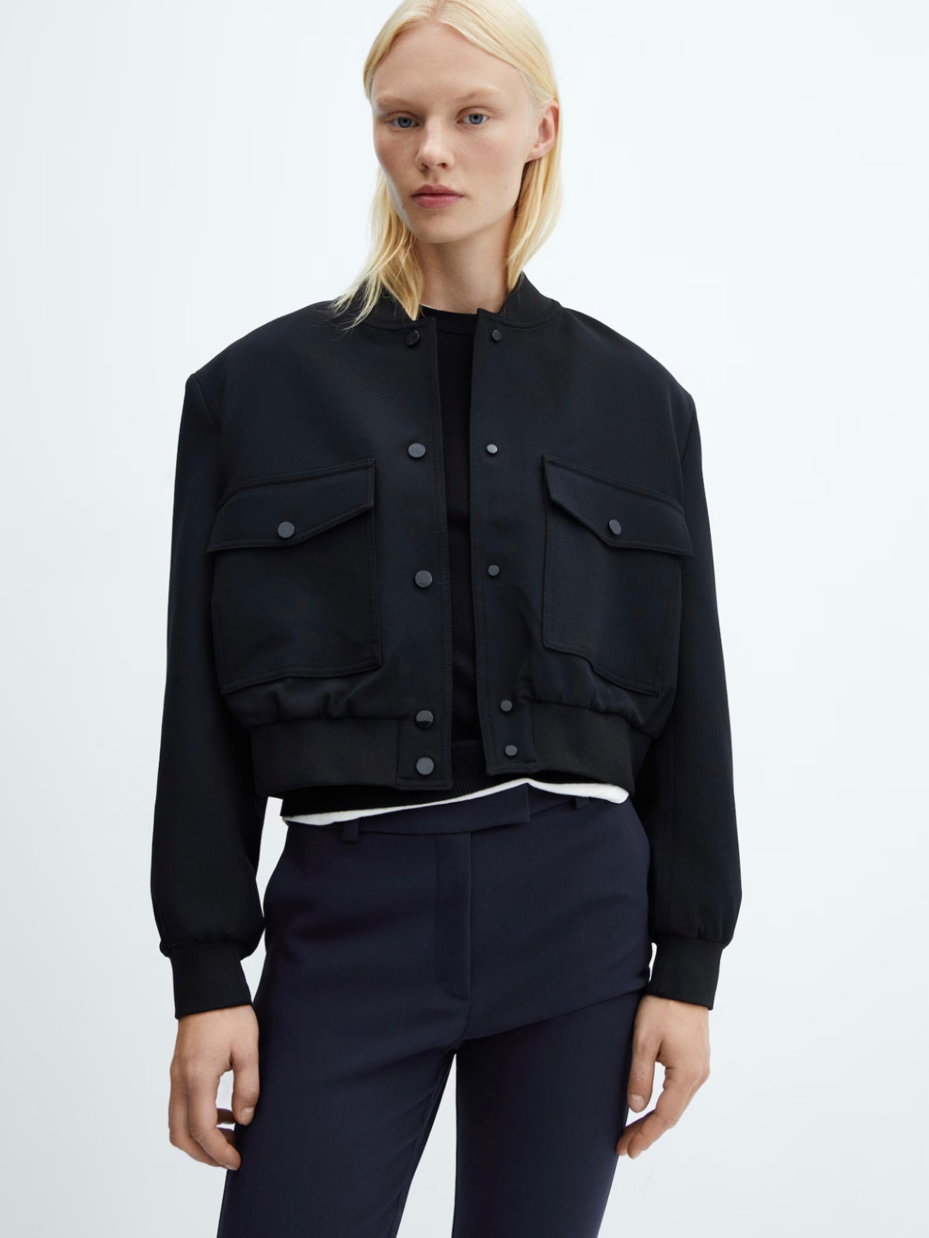 MANGO - Kick Flare Trousers in Navy