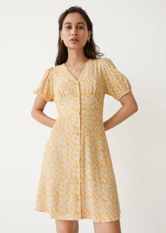 & OTHER STORIES yellow floral button up dress